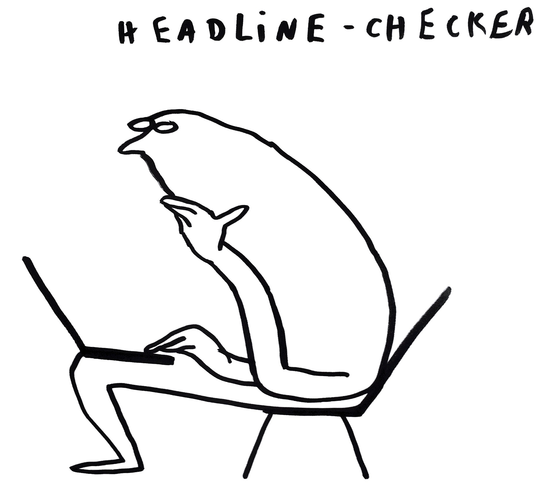 Cartoon of a figure checking the headlines